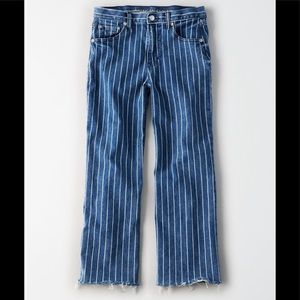 American Eagle Wide Leg Crop raw hem jeans 0 Long